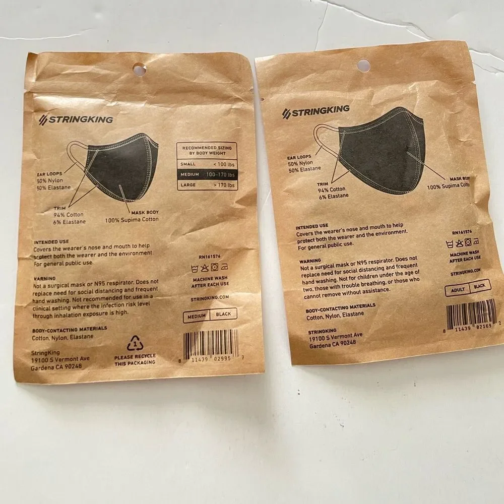 2 NEW SEALED Solid Duke Blue Devils Washable Cotton Face Mask Covering, Medium